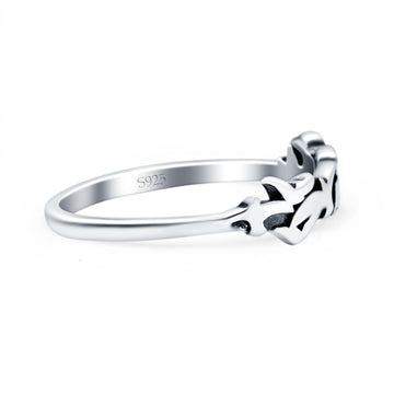 Birds Ring Oxidized Band Solid 925 Sterling Silver Thumb Ring (4mm)